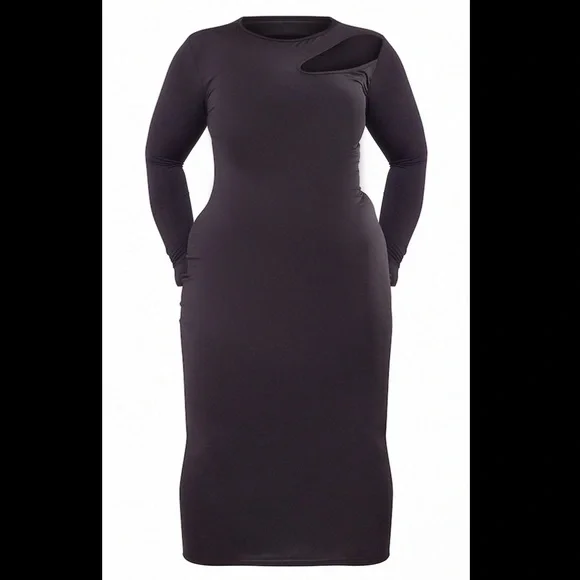 chinese dress ladies Black midaxi long sleeve dress – AYAMSI main image 1